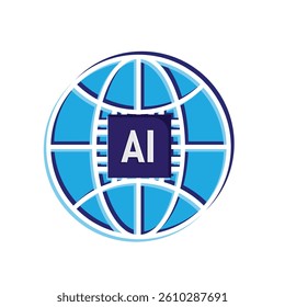 technology icon. artificial intelligence in the world. development of robot technology or software based on artificial intelligence in the world. 3d design style with color