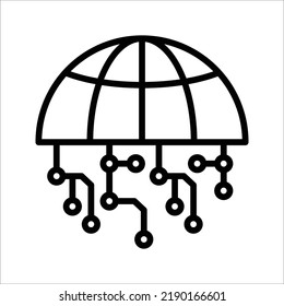 technologisches Symbol, schwarzer Vektorgrafik
