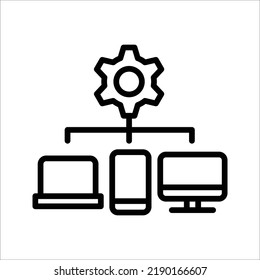 vector de contorno negro de icono de tecnología