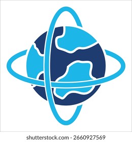 Technology Icon In Blue Monochrome Flat Design, Vector Illustration.
