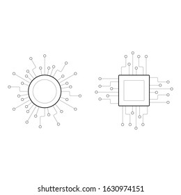 technology icon circle and square illustration on white