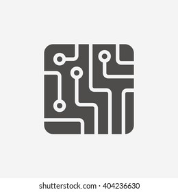 Technologie-Symbol. Symbol für die Platine. Flaches Symbol auf weißem Hintergrund. Vektorgrafik