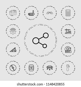 Technology icon. collection of 13 technology outline icons such as ufo, cpu, share, cd, router, camera display. editable technology icons for web and mobile.