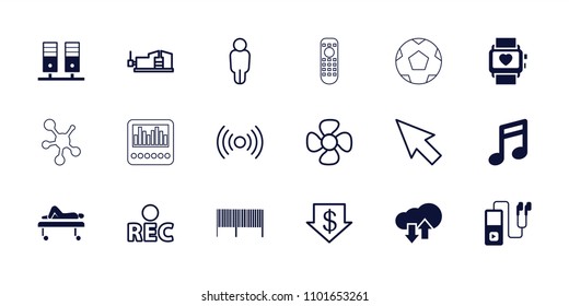 Technology icon. collection of 18 technology filled and outline icons such as note, download upload cloud, dollar down. editable technology icons for web and mobile.