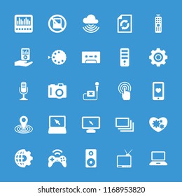 Technology icon. collection of 25 technology filled icons such as no laptop, camera, cpu, reload, map location, heart mobile. editable technology icons for web and mobile.