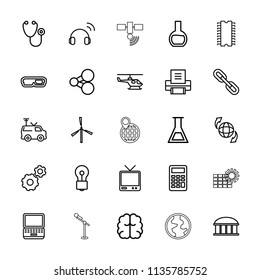 Technology icon. collection of 25 technology outline icons such as mill, observatory, gear, brain, bulb, share, laptop. editable technology icons for web and mobile.