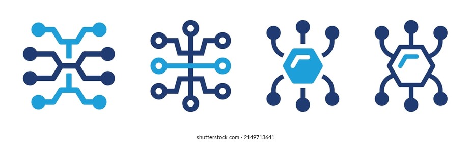 Technology icon collection. Circuit board icon. Cyber technology concept.