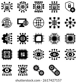 technology icon collection, style glyph