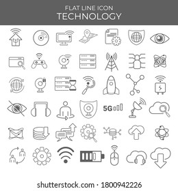 Technology icon. Flat line technology icon set vector design