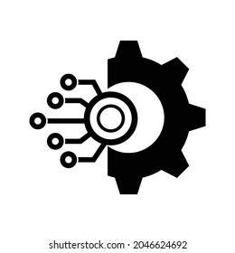 Icono de tecnología. Gear y Electronic para diseño web aislado en fondo blanco