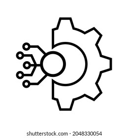 Icono de tecnología. Gear y Electronic para diseño web aislado en fondo blanco