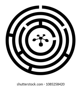 Technology icon and labyrinth. Vector illustration