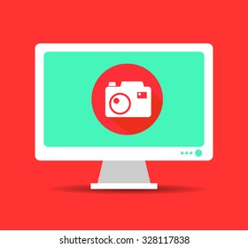 Technology Icon on flat style, editable vector design