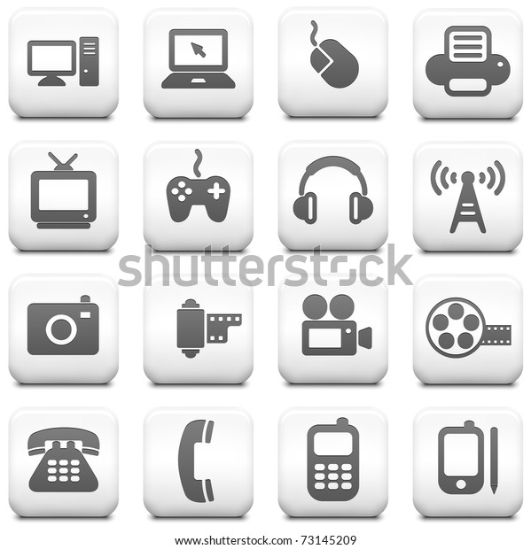 Technology Icon On Square Black White Stock Vector ...