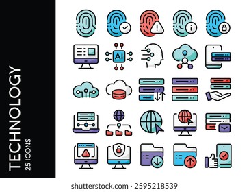 Technology icon pack. Set icon design