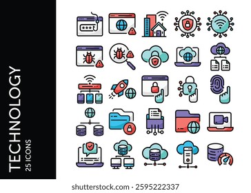Technology icon pack. Set icon design