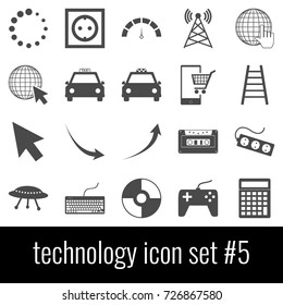 Technology. Icon set 5. Gray icons on white background.
