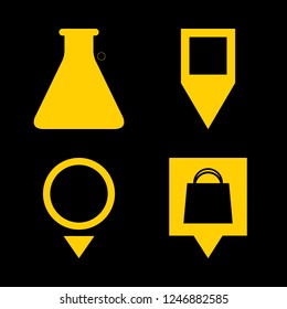 technology icon set about shopping pin, chemical, map pin icon and gps pin vector set