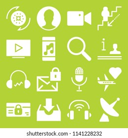 technology icon set. With airplane, search and credit card  vector icons for graphic design and web