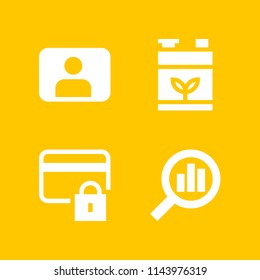 technology icon set with battery, user and credit card vector icons for web and graphic design