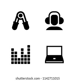 technology icon set. block, headphones and laptop vector icon for graphic design and web