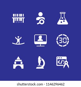 technology icon set with browser, monitor and barcode vector icons for web and graphic design