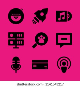 technology icon set. With chat, server and microphone  vector icons for graphic design and web