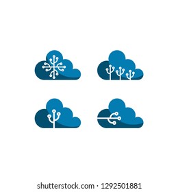 Technology icon set cloud symbol vector illustration