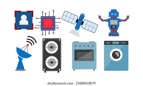 Technology icon set. Technology icon collection. Various types of Technology icon isolated on white background. Flat icon. Perfect for event, presentation, web, business, ads