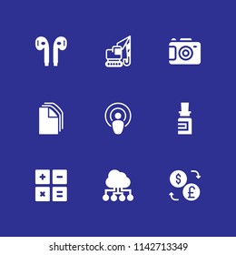 technology icon set. crane, exchange and cloud computing vector icon for graphic design and web