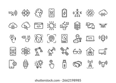 Conjunto de iconos de Tecnología para dispositivos digitales e inteligentes