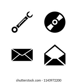 technology icon set with email, spanner and compact disc vector icons for web and graphic design