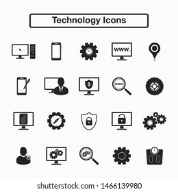 Technology icon set. Flat style vector EPS.