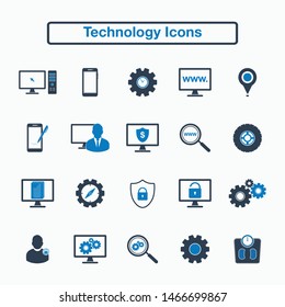 Technology icon set. Flat style vector EPS.