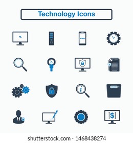 Technology icon set. Flat style vector EPS.