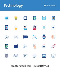 Technology Icon Set with flat style. Pixel perfect icons based on 48 x 48 px grids.
