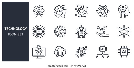 Technology icon set. flat vector