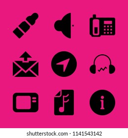 technology icon set. With info, microwave and volume  vector icons for graphic design and web