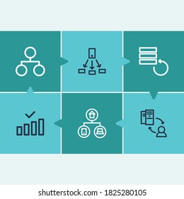 Technology icon set and internet connection with server/client, share and internet of things. Sharing related technology icon vector for web UI logo design.