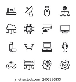 Technology icon set isolated on white