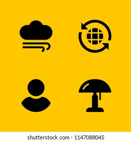 technology icon set. lamp, transaction and wind vector icon for graphic design and web