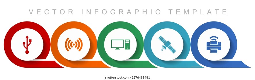 Technology icon set, miscellaneous icons such as usb, wifi, computer, satellite and printer for webdesign and mobile applications, flat design infographic vector template in eps 10