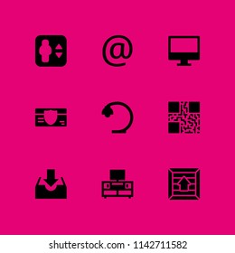 technology icon set. monitor, at and inbox vector icon for graphic design and web