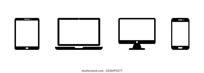 Technology icon set. Monitor, Laptop, Tablet, and Phone icon. Device icon set. Gadget icon