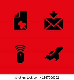 technology icon set. mouse, email and fighter vector icon for graphic design and web