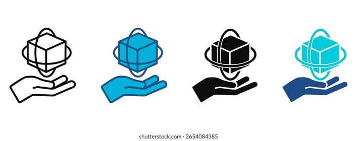 Technology Icon Set With Multiple Styles. Vector Illustration