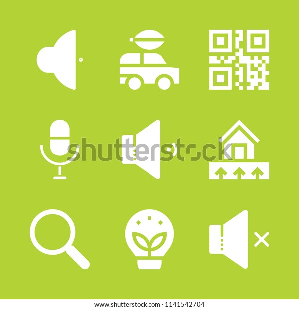 technology icon set. With muted,\
electric car and volume  vector icons for graphic design and\
web