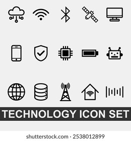 Technology icon set on isolated white background