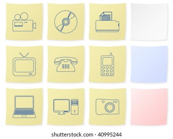 Technology icon set on a white background. Vector illustration.
