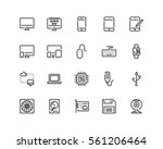 Technology icon set, outline style